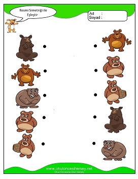 Simetrisi ile Eşleştir Çalışma Sayfaları